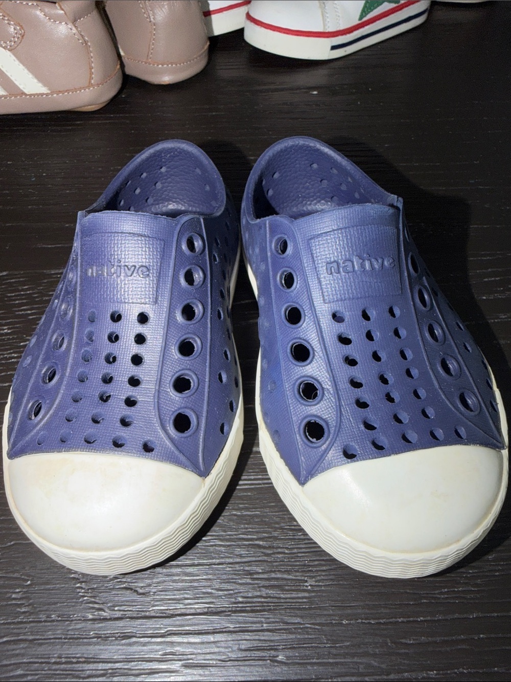 Native Kids Jefferson Slip-On Water Shoes in Purple with White Toe